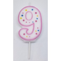 Svíčka PME číslo 9 - růžová (6cm)