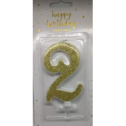PartyDeco svíčka střední zlatá číslo 2