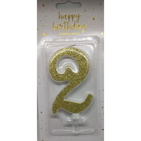 PartyDeco svíčka střední zlatá číslo 2