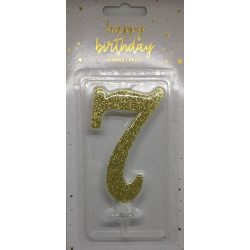PartyDeco svíčka střední zlatá číslo 7