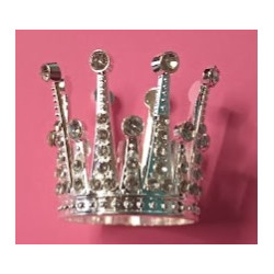 Nejedlá dekorace kovová mini Koruna stříbrná se stříbrnými kamínky