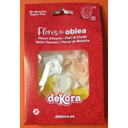 Dekorace z jedlého papíru Květiny bílé, žluté a oranžové (8 ks)