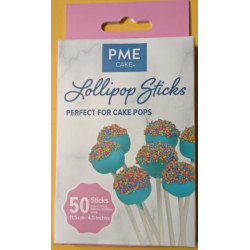 PME Špejle na lízátka bílé 11,5 cm (50 ks)